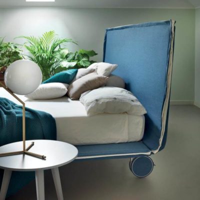 Letto MILA Light volant doppio ruote BLU