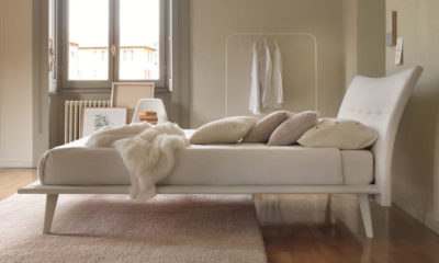 letto matrimoniale bianco ALLISON fascia slim ecopelle