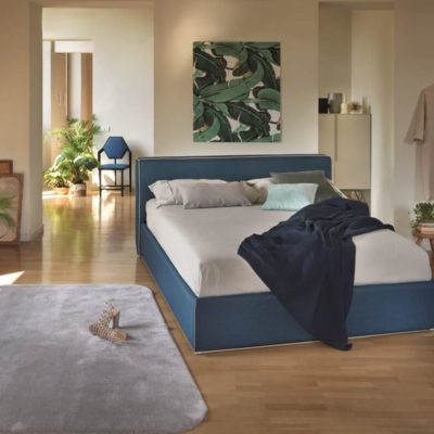 letto matrimoniale tessuto blu elisabeth