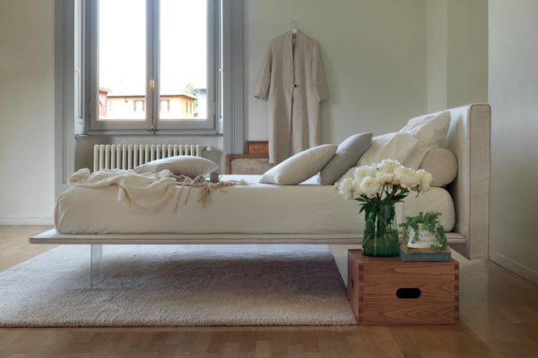 letto matrimoniale tessuto tortora modello gaia